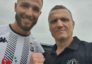 Hereford FC Defender Zak Lilly with SWPBA Head Coach Paul Catten